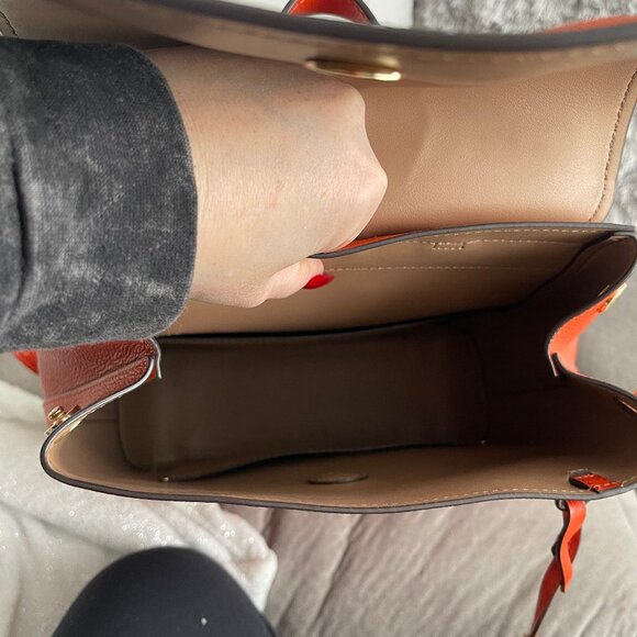 EUC Orange & Gold MK Michael Kors Pebble Leather Backpack! - Picture 6 of 6